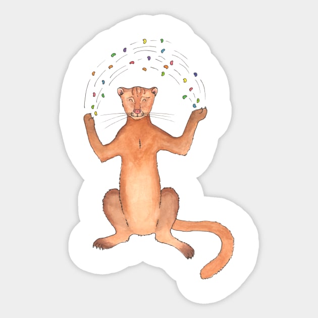 J is for Jaguarundi Sticker by thewatercolorwood